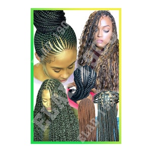 Hair Braiding poster, African Hair Braiding Poster, Poster for African hair braiding shop, Poster for Hair shop Large 24 by 36 Elad-poster17