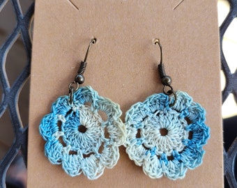 Micro Crochet Blue Earrings