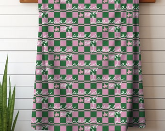 Custom Sorority Blanket, Sorority Gift, Pink and Green, sorority paraphernalia, alpha kappa alpha inspired, gift for soror, Sorority, Soror