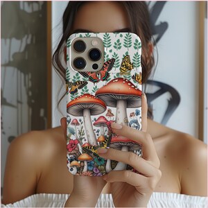 Mushroom Phone Case, Cottagecore Mushroom, Fairycore Forest, Trippy Phone Cover, Cute Mushroom Case, Cottage Core iphone, Galaxy, Pixel
