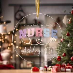 Personalized Nurse Ornament, Custom Funny Nurse Name Christmas Gift, Nursing Grad Gift, Christmas Gift for Nurse, Nurse Gift for Coworkers