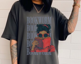 Bookworm Comfort Colors Shirt: Melanin Woman Reading Tee