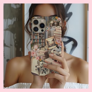 Coquette Collage Book Phone Case, Book Club Gift for IPhone Pixel Samsung, Bookish Librarian Gift Aesthetic Case Light Academia Preppy Stuff