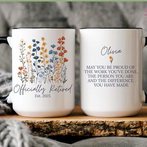 Retirement Mug, Personalized Happy Retirement Cup, Custom Retired Leaving Gifts for Women Coworker Boss Woman Teacher, Retiring Coffee Mug