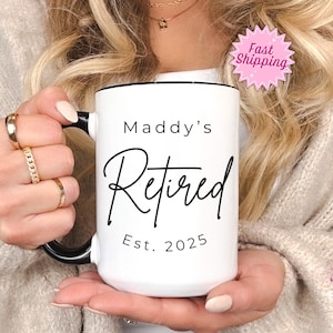 Retirement Mug, Personalized Happy Retirement Cup, Custom Retired Leaving Gifts for Women Coworker Boss Woman Teacher, Retiring Coffee Mug