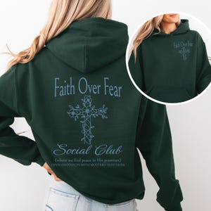 Faith Over Fear Christian Hoodie: Bible Verse Religious Sweatshirt
