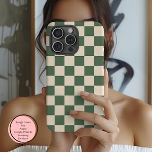 Checkered Phone Case for iPhone 16 15 14 13 12 11 X XR Plus Pro Max, Samsung Galaxy, Google Pixel Cover, Trendy Aesthetic boho checkerboard