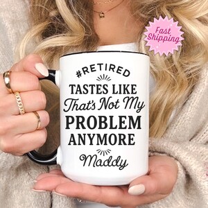 Retirement Mug, Personalized Happy Retirement Cup, Custom Retired Leaving Gifts for Women Coworker Boss Woman Teacher, Retiring Coffee Mug
