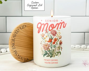 Senior Mom Graduation Soy Candle: Engraved Lid, Class of 2026 Keepsake