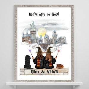 Wizard Gifts for Girls Personalized Wizard School Portrait Gift For Family/Friends Custom Wizard Couple Print Gift For Women