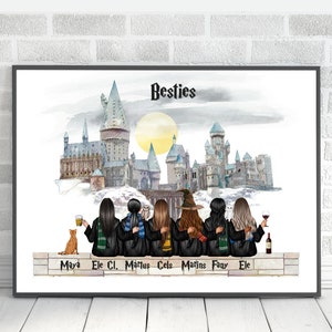 Wizard Gifts for Girls Personalized Wizard School Portrait Gift For Family/Friends Custom Wizard Couple Print Gift For Women