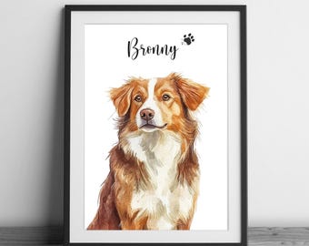 Pet painting watercolour pet portrait Custom Dog Portrait gift for dog owner custom pet Portrait personalized pet memorial gift