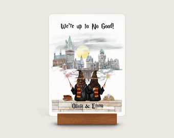 Best Friend Always Personalised Wizard Print Gift wizard Portrait Harry Style Anniversary gifts for couples with pet wizard Acrylic plaque