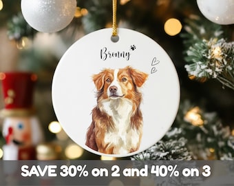 Décoration de Noël aquarelle pour animal de compagnie utilisant la photo et le nom de l'animal de compagnie Décoration de chien de Noël Décoration de souvenir personnalisée pour chien