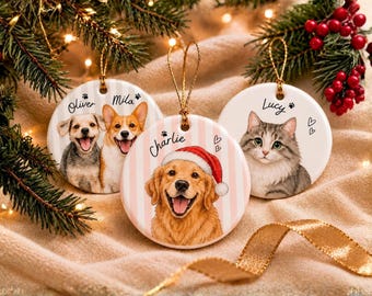 Personalized Pet Ornament from Photo, Pet Memorial Christmas Gift