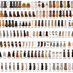 May include: A chart of 186 different dog and cat breeds, each sitting and facing the viewer. The animals are arranged in rows and columns, with each animal labeled with a number. The chart is a great resource for anyone who wants to learn more about different dog and cat breeds.