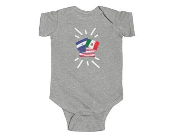 Infant México, El Salvador and United State Bodysuit I Camiseta de bebé México, El Salvador  y Estados Unidos