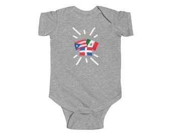 Infant Dominican Republic, Puerto Rico and México Bodysuit I Camiseta de bebé Dominican Republic, Puerto Rico y México