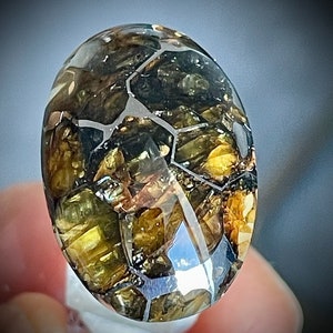 Seymchan Pallasite meteorite cabochon , 4.87 gr