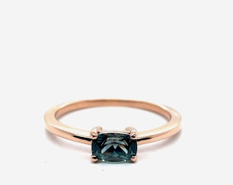 Montana Sapphire 14kt Rose Gold Ring: Natural Teal Green