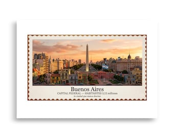 Buenos Aires 80s Retro Poster | Obelisk & Caminito La Boca | Vintage Argentina Wall Art | Digital JPG Download
