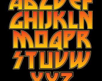 KISS-style vectorized alphabet – Digital file for design in CorelDRAW and more