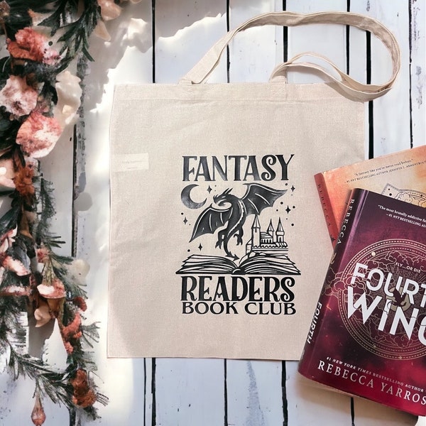 Fantasy Readers Book Club Tote, Book Tote Bag, Bookish Bag, Reader Tote Bag, Book Lover Tote Bag, Book Bag