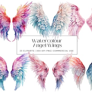 23 Aquarell Engel Flügel Clipart Sammlung, perfekt für Scrapbooks, Wandkunst, Karten, Journals, Dekor, Sofort Download, kommerzielle Nutzung