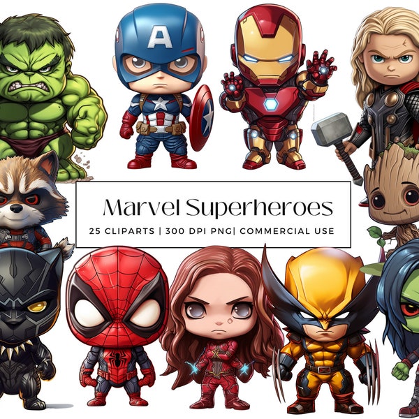 25 Superheroes Clipart Collection, Perfect for party invitations, wall art,  birthday cards and decorations - Instant Download