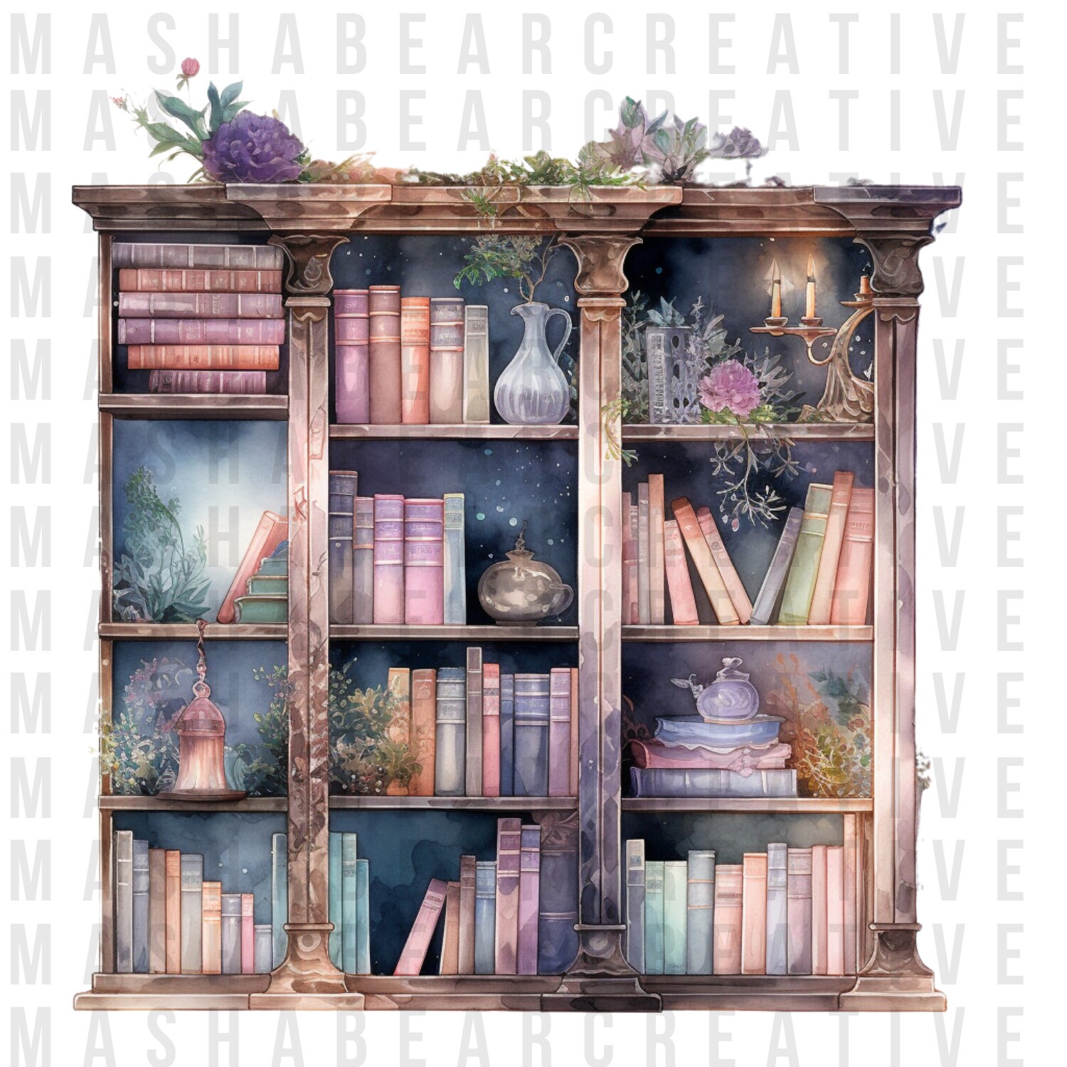 23 Watercolour Bookcases Clipart Perfect for Scrapbooks Wall Etsy