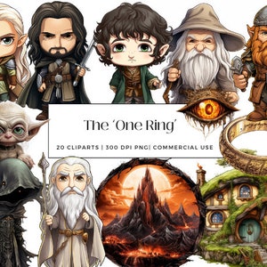 20 The One Ring Clipart Collection, perfect voor feestuitnodigingen, kunst aan de muur, verjaardagskaarten en decoraties - Direct downloaden