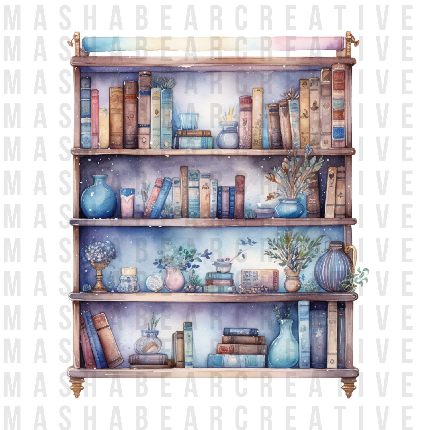 23 Watercolour Bookcases Clipart Perfect for Scrapbooks Wall Etsy