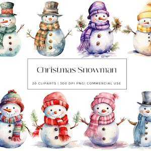 20 Christmas Snowman collection, Perfect for Christmas Cards, Wall Art, Gifts, Invitations, Gifts, Instant Download, Commercial Use