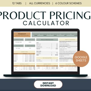 Product Pricing Calculator, Google Sheets Template,  Pricing Worksheet Small Business, Handmade Products Pricing, Profit Margin Calculator