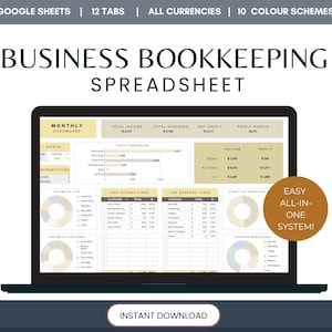 Business Bookkeeping Google Sheet, Income and Expense Tracker,  Accounting Spreadsheet Template, Easy Bookkeeping for Entrepreneurs