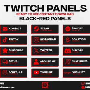 Black-Red Panels Pack (x15) / Premium Stream Package / HD Quality, Clean, Instant Download & Ready to Use