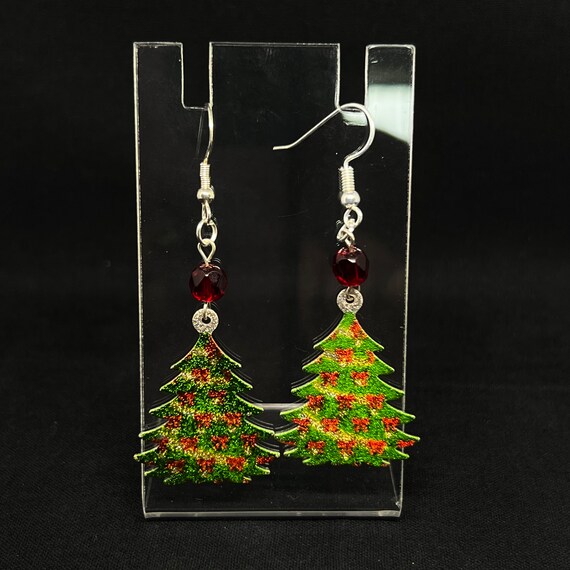 Boucles D'oreilles Chat Noir Faites Main Avec Chapeaux De Noël