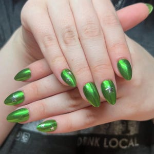 Custom chrome Press On Nails, chrome nails, hand painted nails, 3D art nails, long lasting press ons, nail art, fun press on nails, chrome