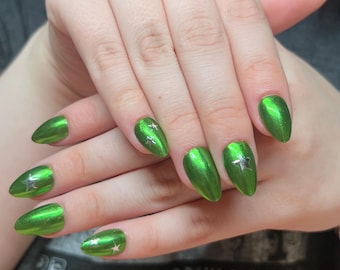 Custom chrome Press On Nails, chrome nails, hand painted nails, 3D art nails, long lasting press ons, nail art, fun press on nails, chrome