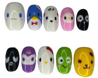 Ongles à presser san rio personnalisés, ongles mignons, ongles de chat bonjour, ongles artistiques 3D, press-ons longue durée, ongles de caractère, ongles y2k, ongles amusants