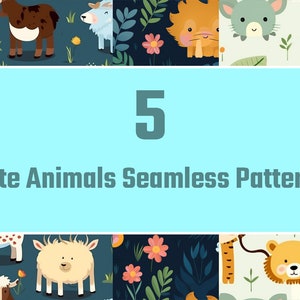 Cute Animals Digital Paper, Cute Animals Seamless Pattern, Animals Prints, Animal Background, Cute Animal Digital Paper, Scrapbook