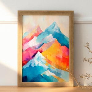 Colorful Mountain Wall Art, Abstract Mountain Art, Digital Download, Modern Home Decor, Printable Art