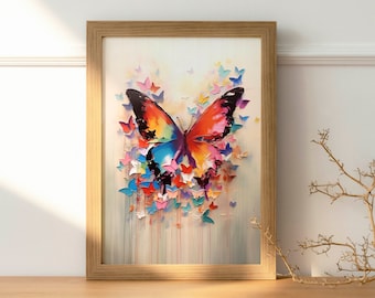 Colorful Butterfly Wall Art, Modern Home Decor (Digital Download)