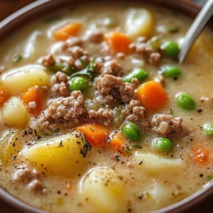 Best Slow Cooker Creamy Potato Hamburger Soup Recipe | Hearty & Comforting | Instant PDF Download And Printable Recipe