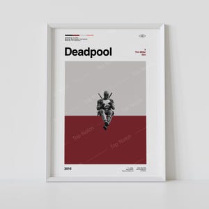 Deadpool Minimal Movie Poster, Tim Miller, Retro Movie Print, Modern Vintage Poster