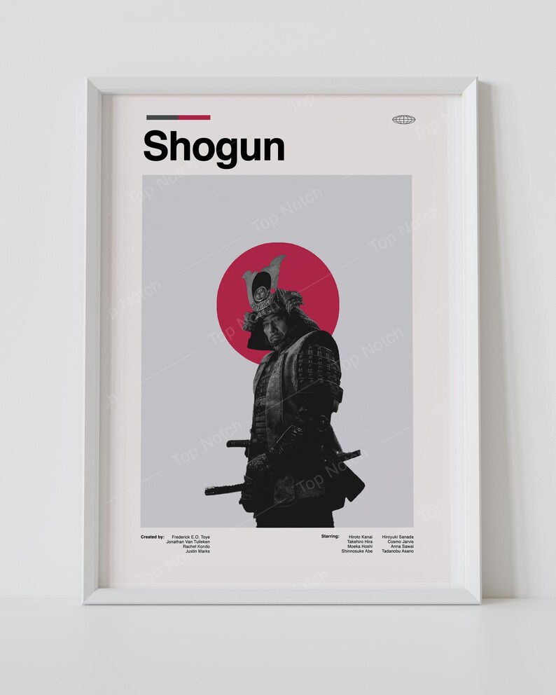 Shogun Text Shogun 2024 Minimal Movie Poster | Mid Century Design, Retro Movie ...