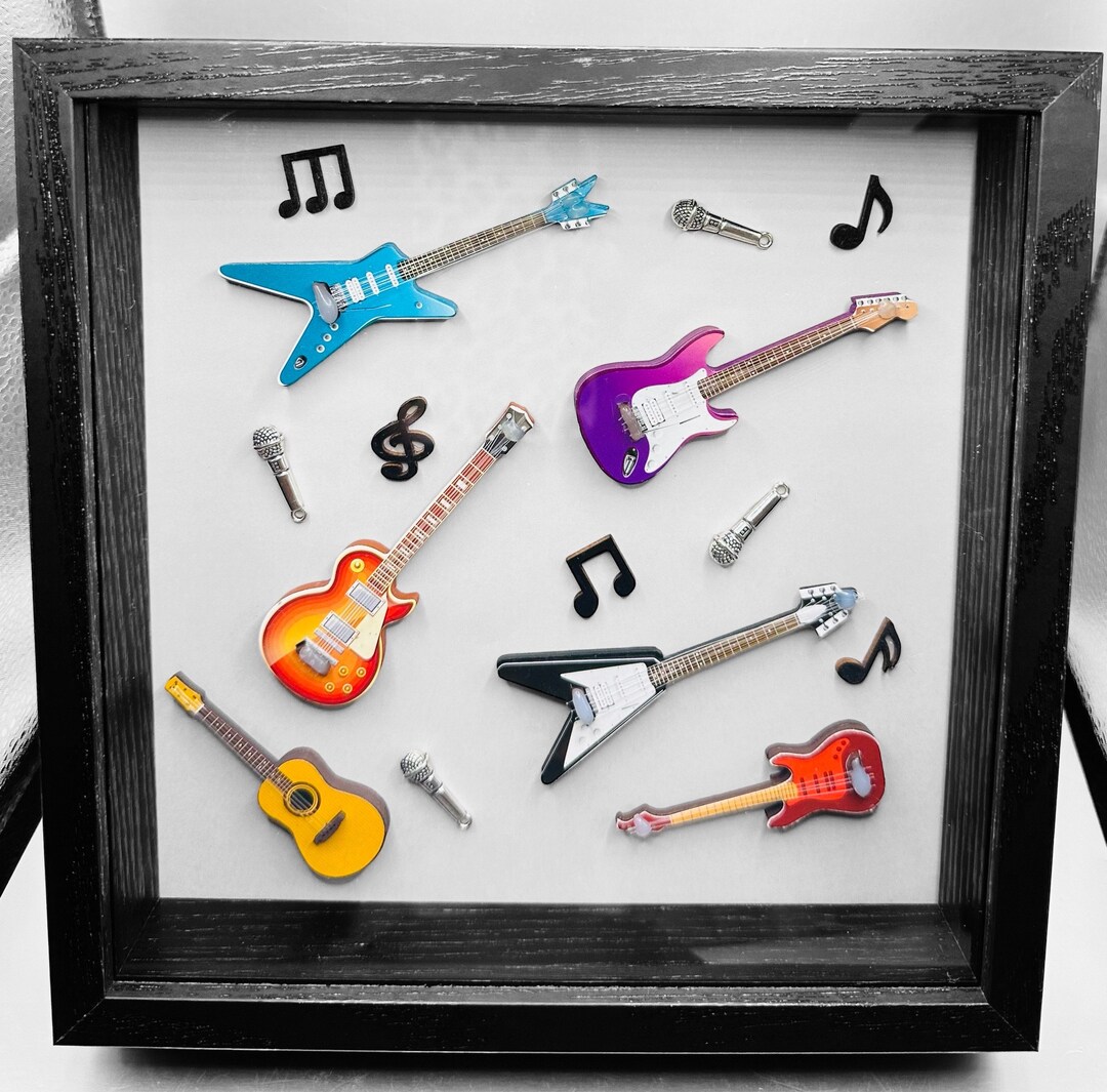 Rock Music Guitar Shadow Box: Unique Home Accent (8.5x8.5x2 Inch) - Etsy