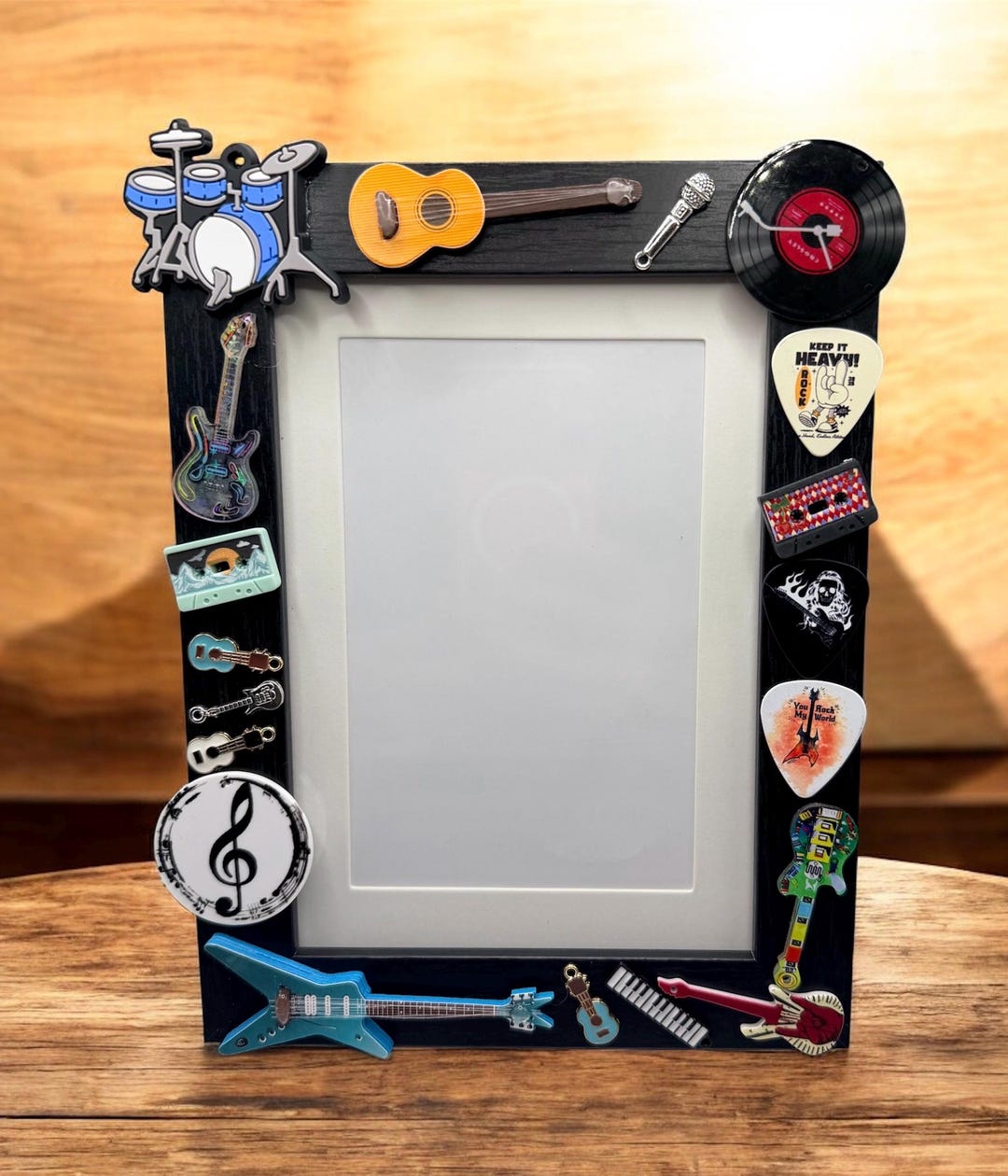 Band Frame Guitar and Instruments Picture Frame, Rock Music Accents, 5x7 Photo ...