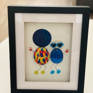 Hand-Painted Friendship Pebble Art: Unique Besties Gift, 9x9 Shadow Box