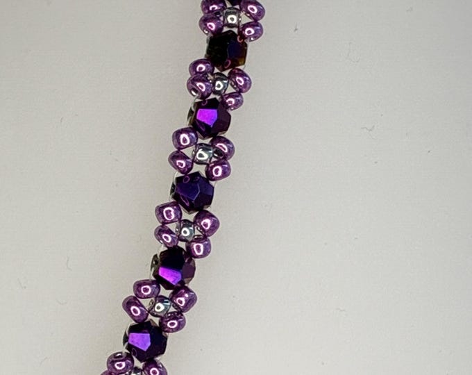 Elegantes Perlen Armband aus galvanisierten Glasperlen & Rocailles – Handgefertigter Schmuck. Mit Verlängerung